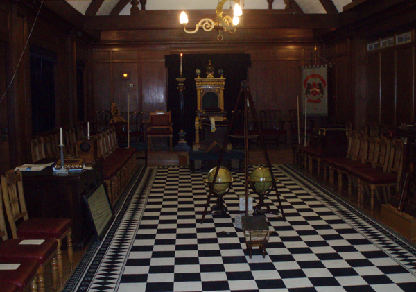 The interior of Freemasons' Hall, Bateman Street, Cambridge